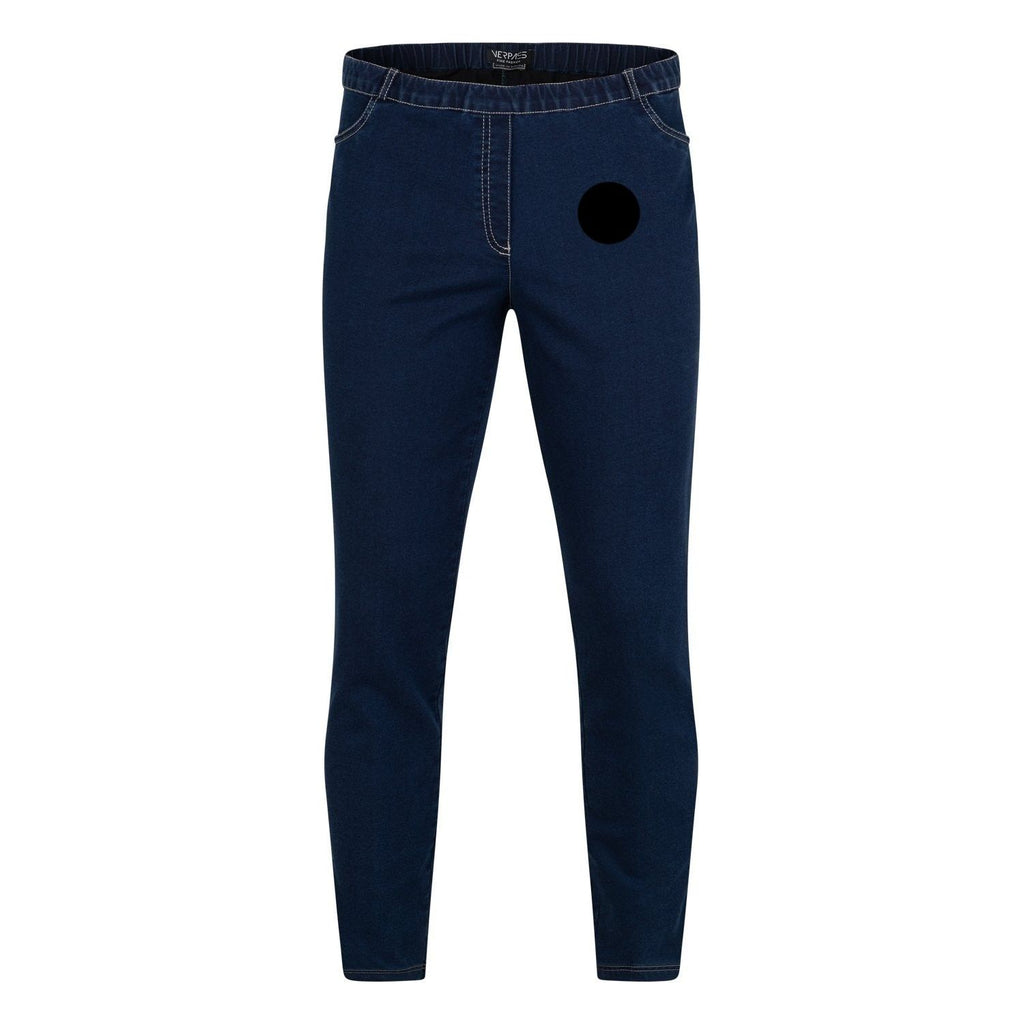 Broek basic jeans faux pockets zwart (contrast stitching) - Evolve Fashion