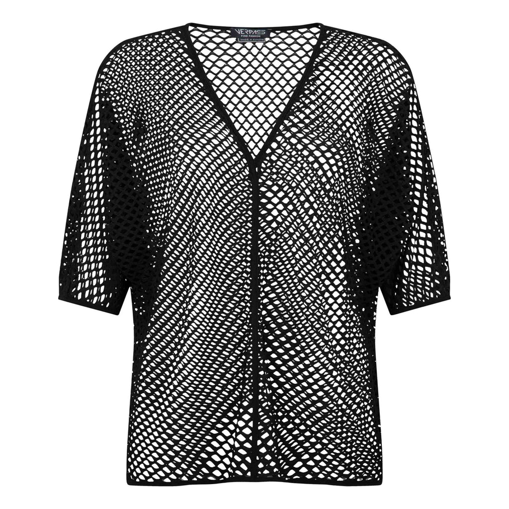 Shirt Oversized fishnet zwart - Evolve Fashion