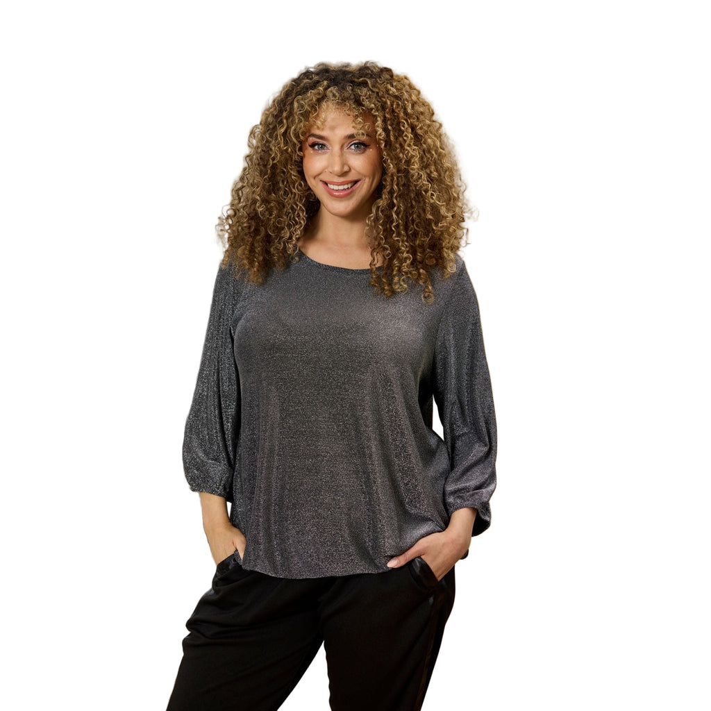 Blouse LS Toby lurex grey