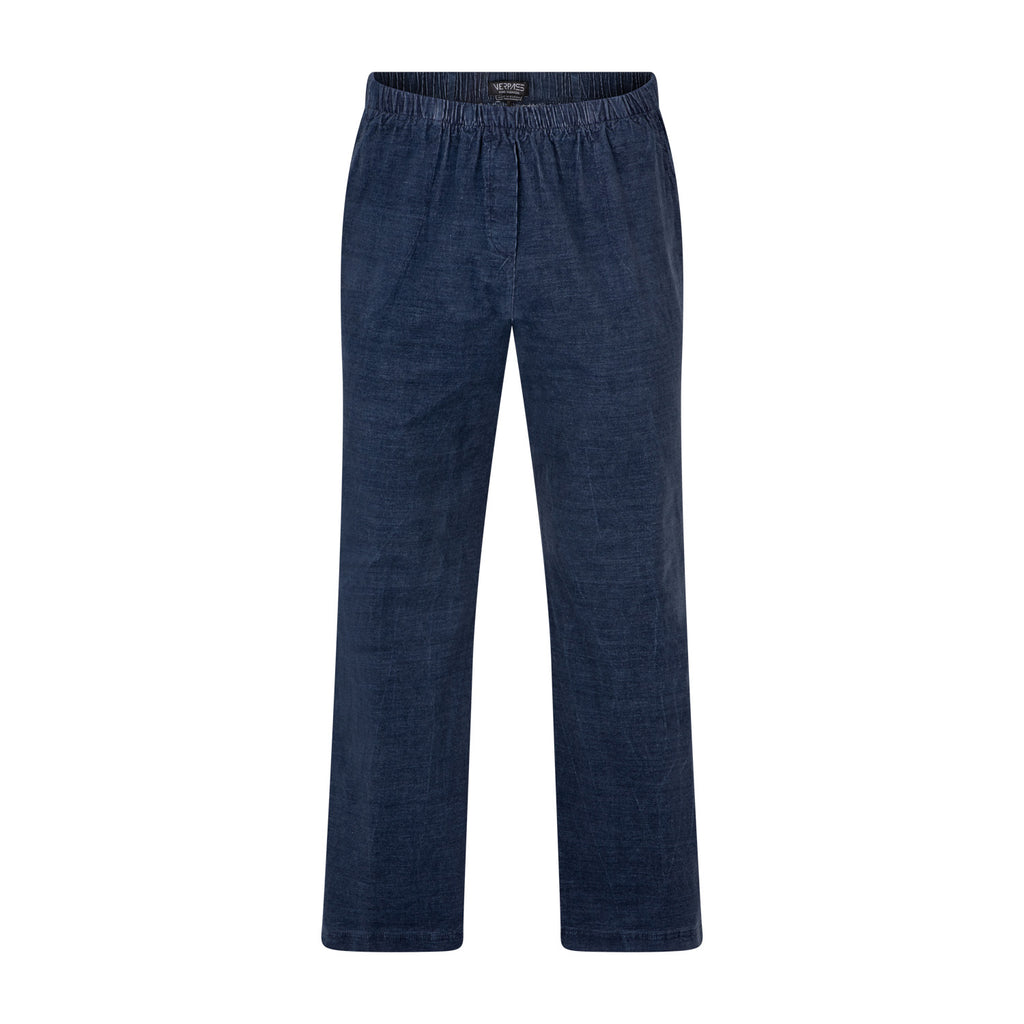 Trousers soft rib straight denim blue