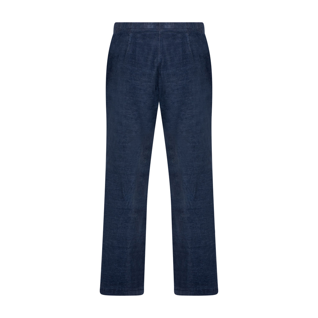 Trousers soft rib straight denim blue