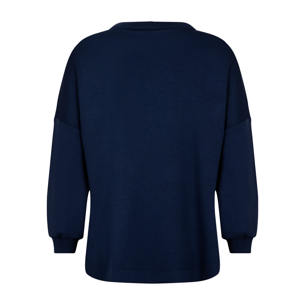 Sweatshirt LS box & strass navy