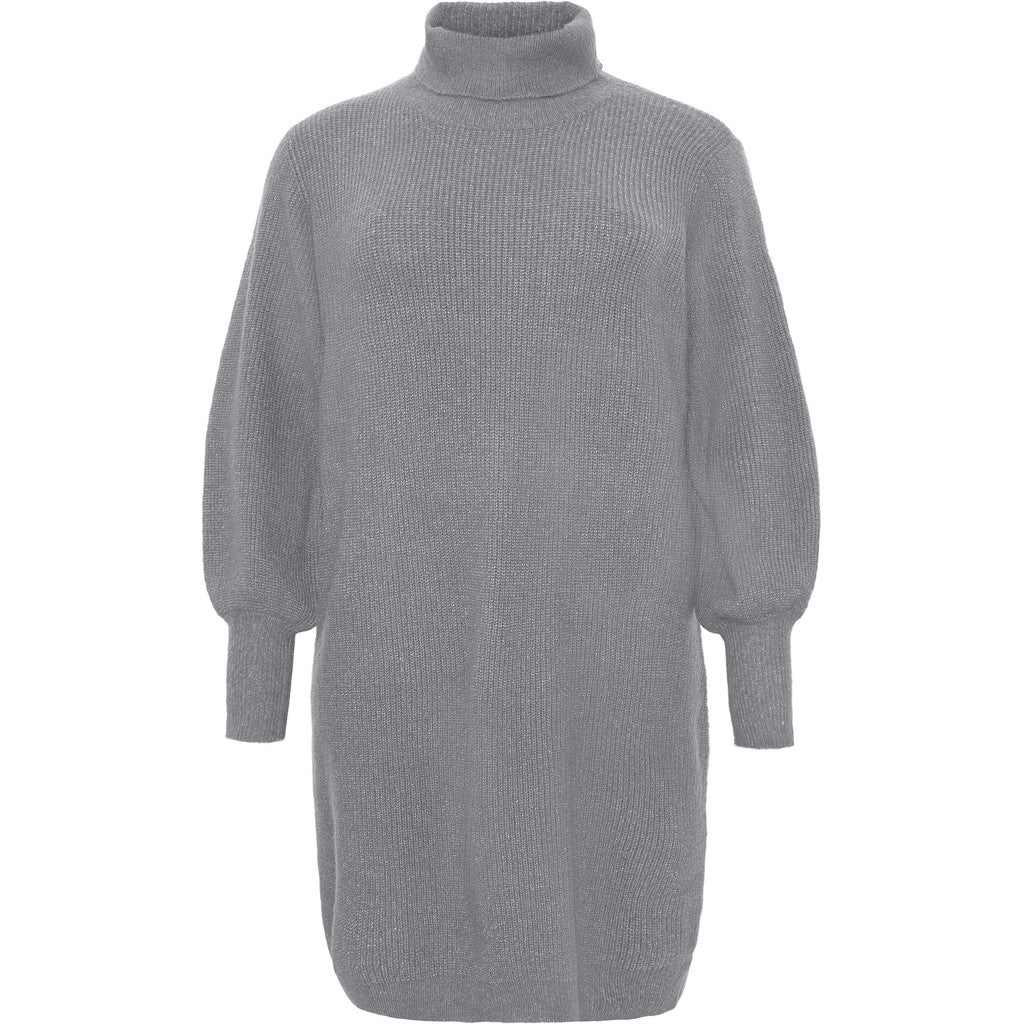 Knitted Dress LS Ballon and rollneck dark grey