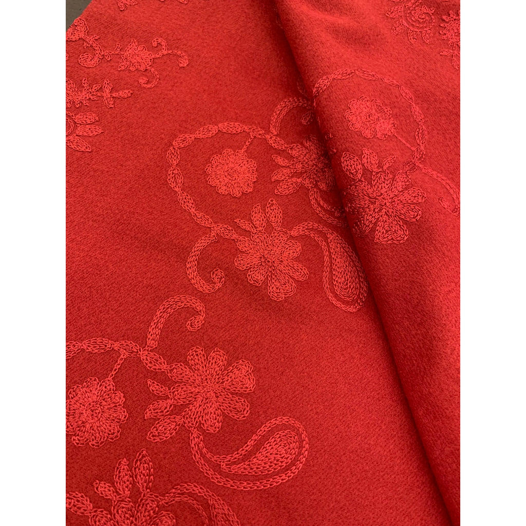 Shawl embroidered burgundy
