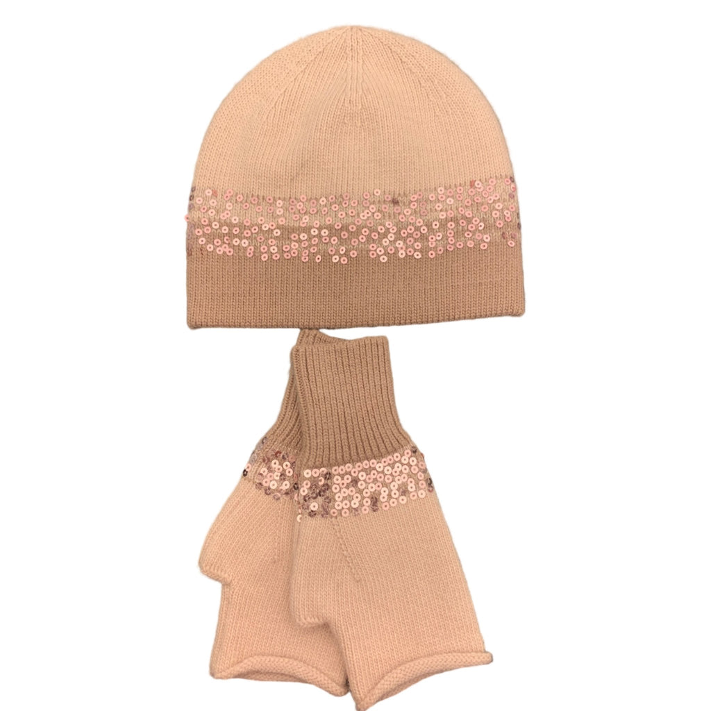 Beanie pailletes soft pink - Evolve Fashion