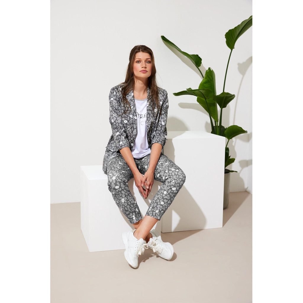 Blazer cotton stretch print grey - Evolve Fashion