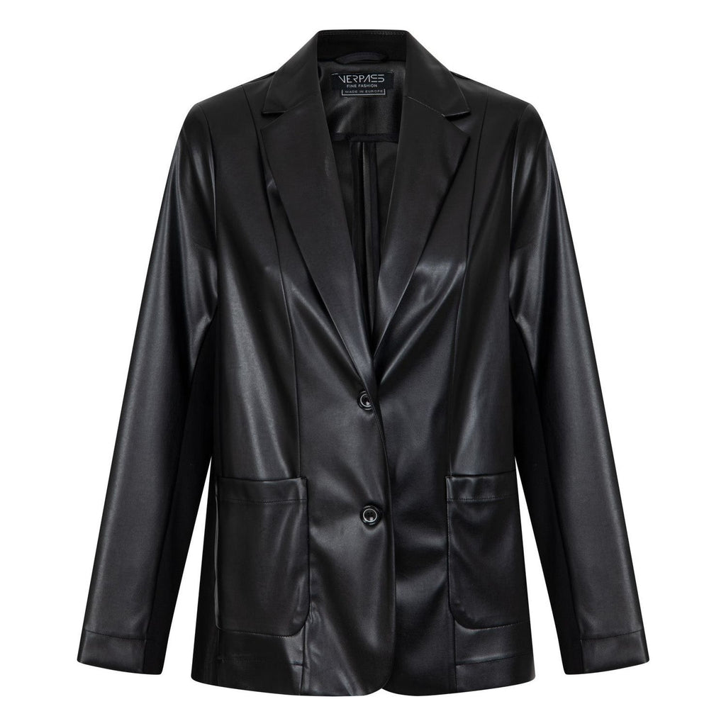 Blazer faux leather mix - Evolve Fashion