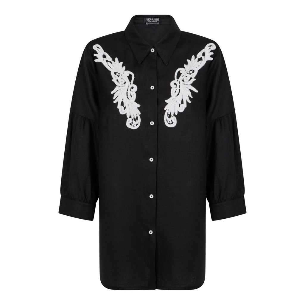 Blouse application black - Evolve Fashion