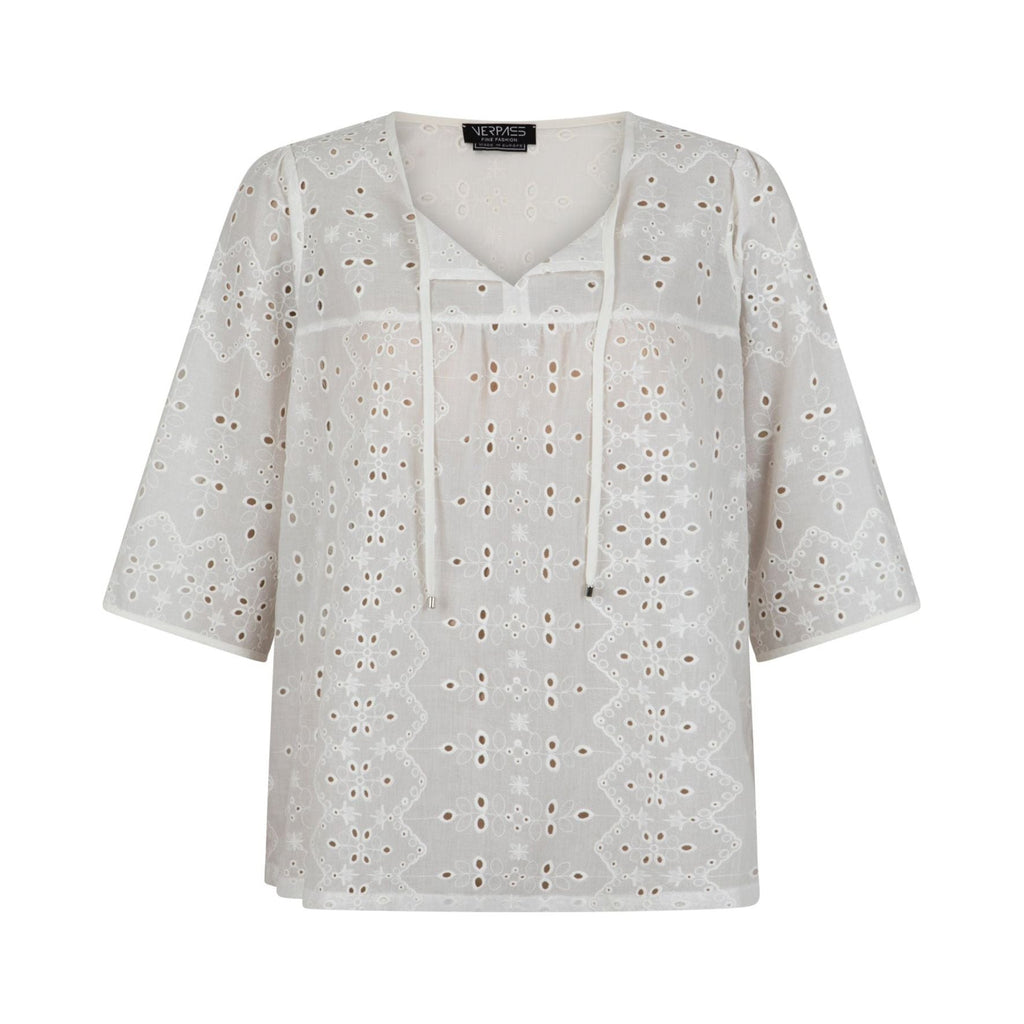 Blouse broderie offwhite - Evolve Fashion