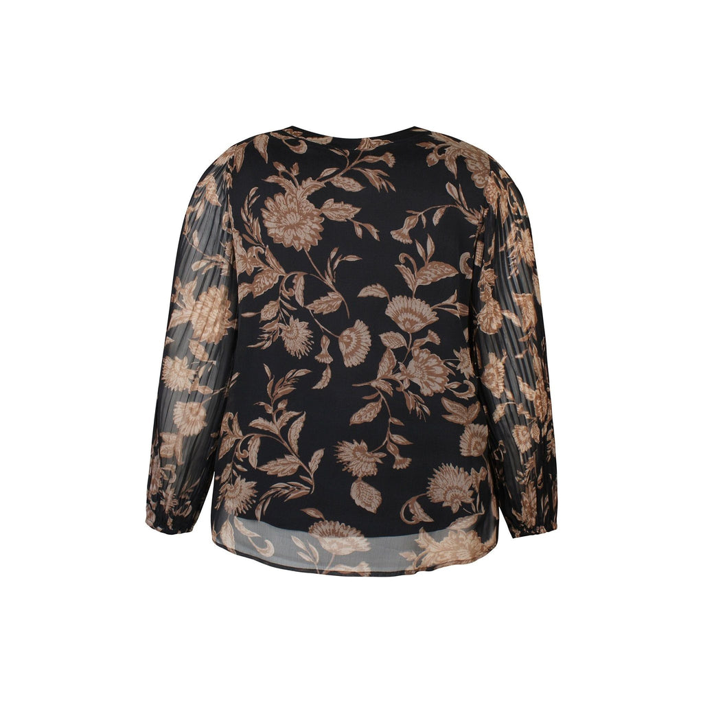 Blouse chiffon print brown/black - Evolve Fashion