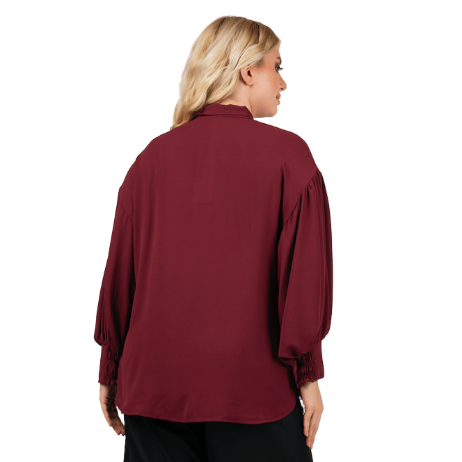 Blouse collar chiffon bordeaux - Evolve Fashion