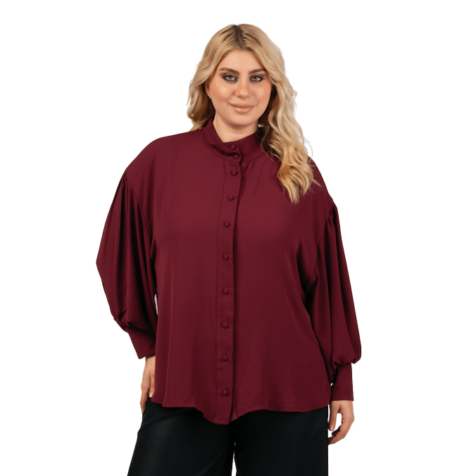 Blouse collar chiffon bordeaux - Evolve Fashion