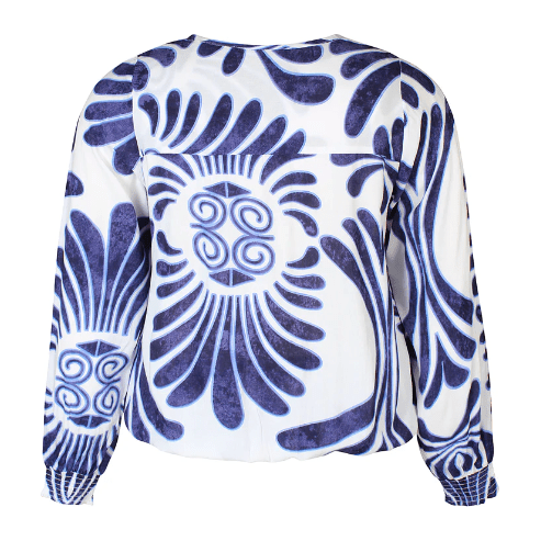 Blouse ENYA print blue dusk - Evolve Fashion