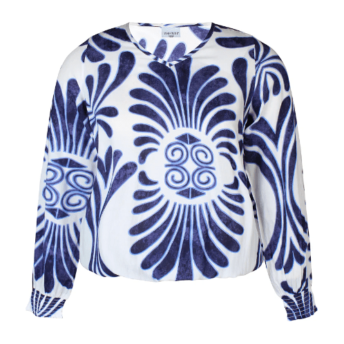 Blouse ENYA print blue dusk - Evolve Fashion