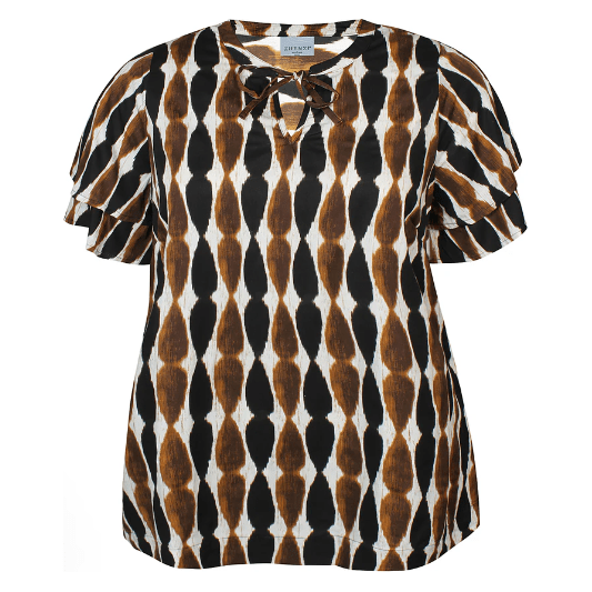 Blouse HANA short sl brown print - Evolve Fashion