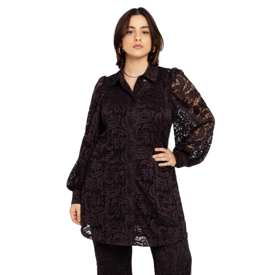 Blouse Lace brown - Evolve Fashion