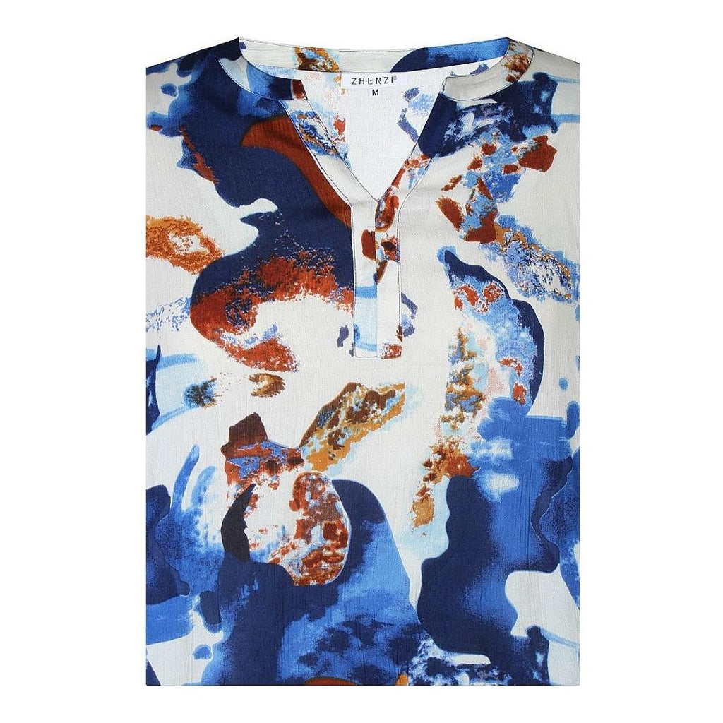 Blouse MAREN V print Lapis Blue - Evolve Fashion