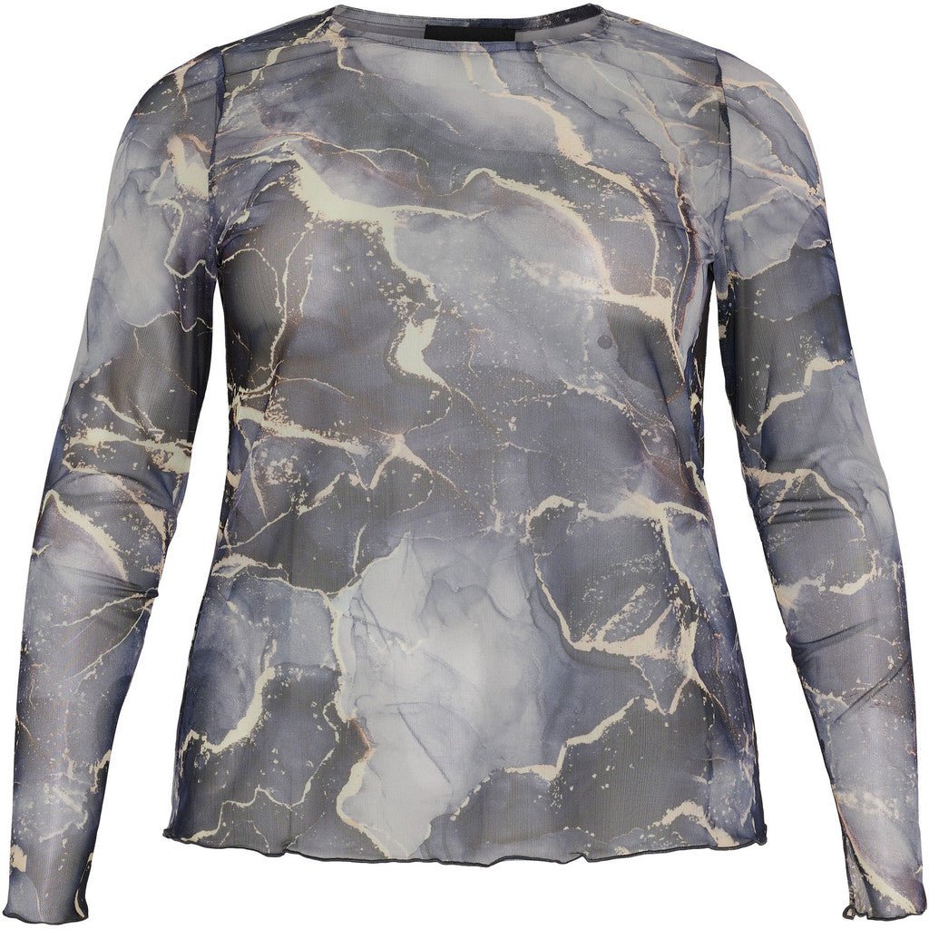 Blouse O neck mesh graphic print - Evolve Fashion