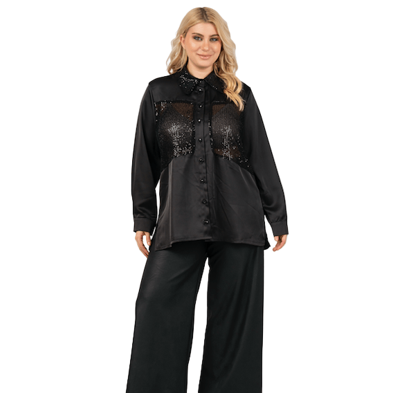 Blouse sequins black - Evolve Fashion