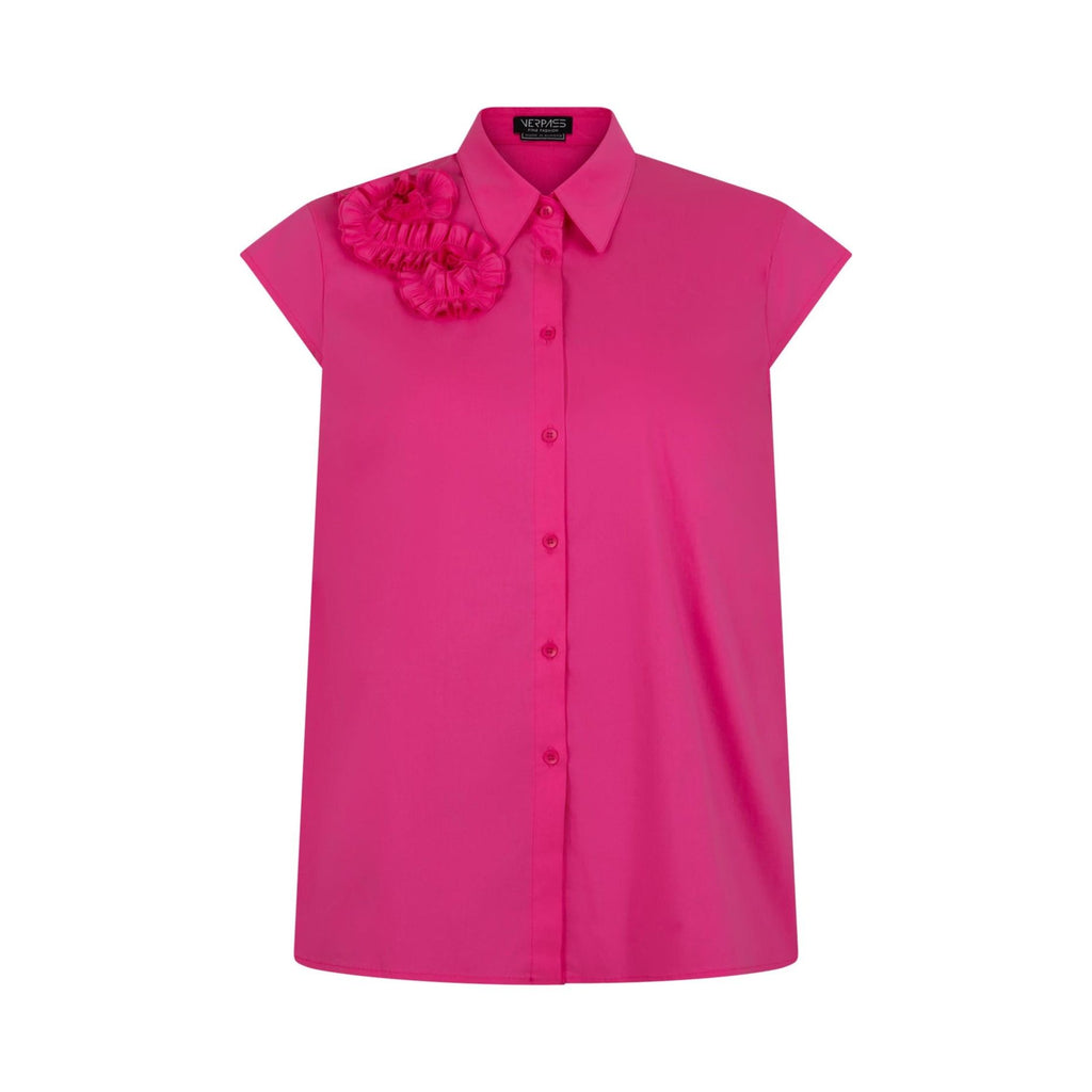 Blouse short sleeves flower pink - Evolve Fashion