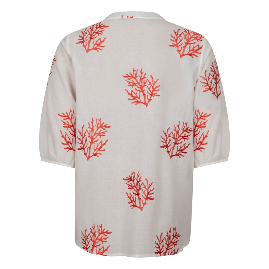 Blouse V cotton coral print - Evolve Fashion