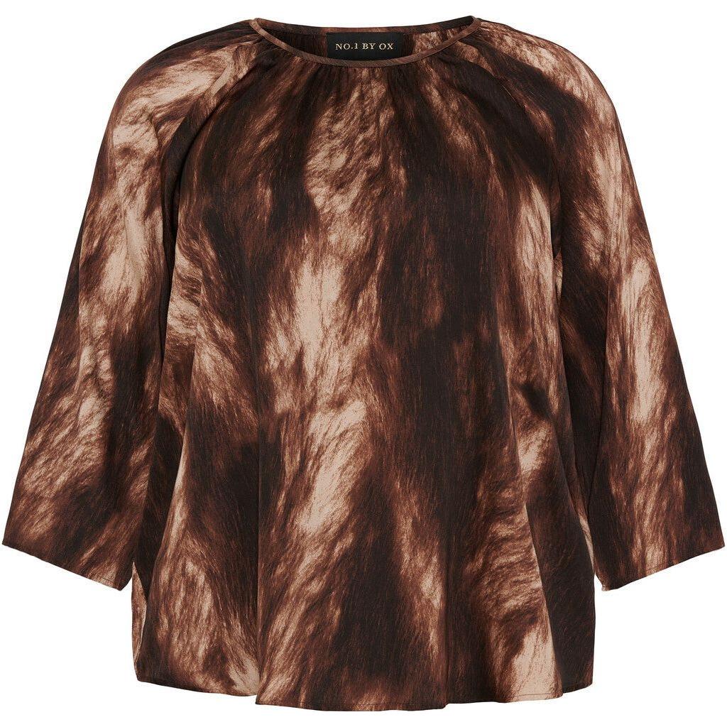 Blouse w 3/4 sleeves Mocca Brown - Evolve Fashion