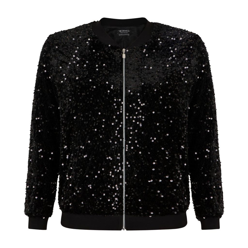 Blouson pailletten navy - Evolve Fashion