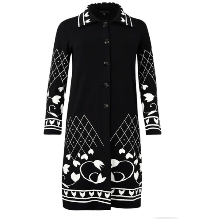 Cardigan REGINA print Black/white - Evolve Fashion