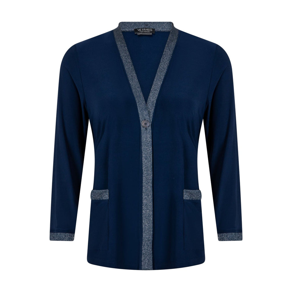 Cardigan slinky lurex navy - Evolve Fashion