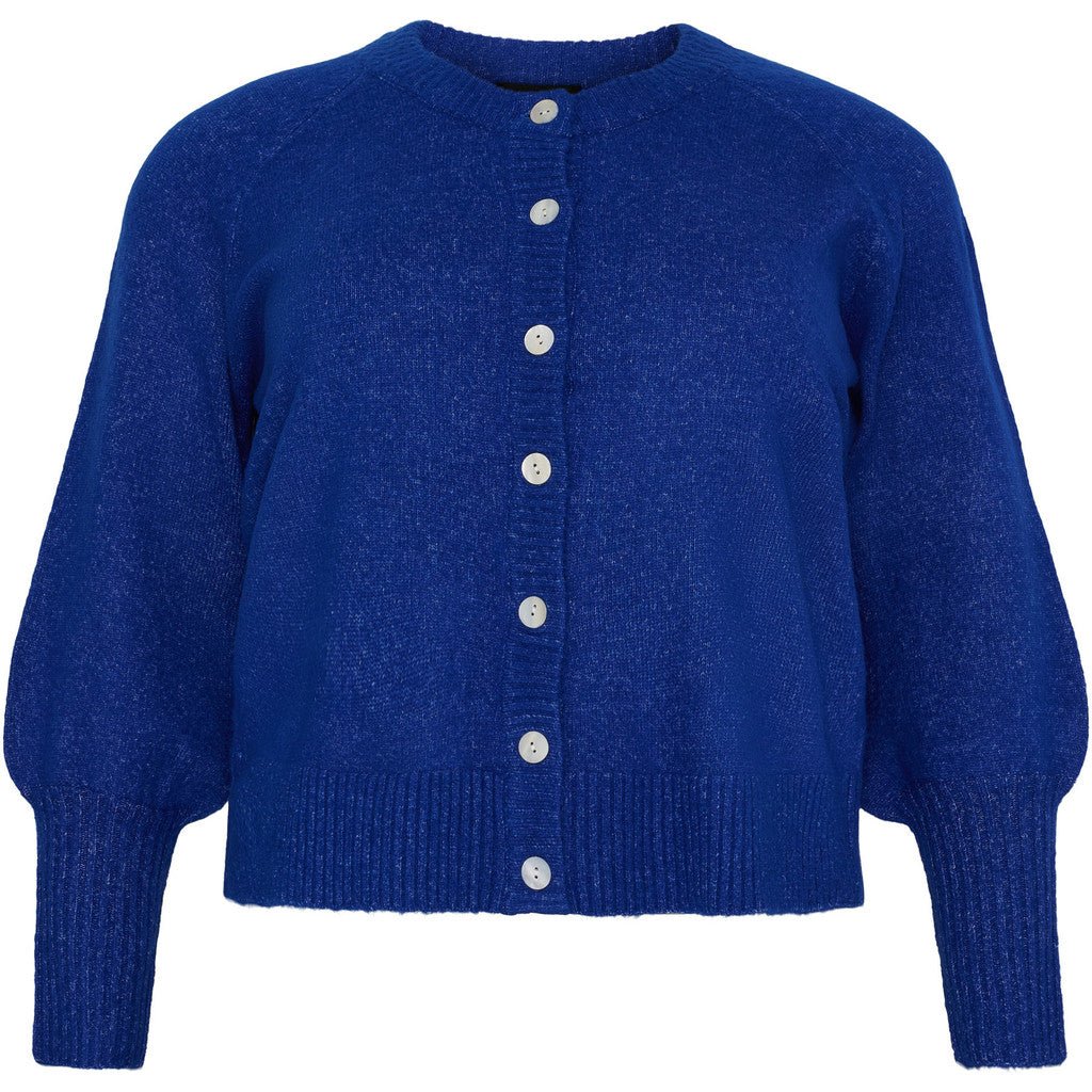 Cardigan w. buttons and balloon sleeves Cobalt blue - Evolve Fashion