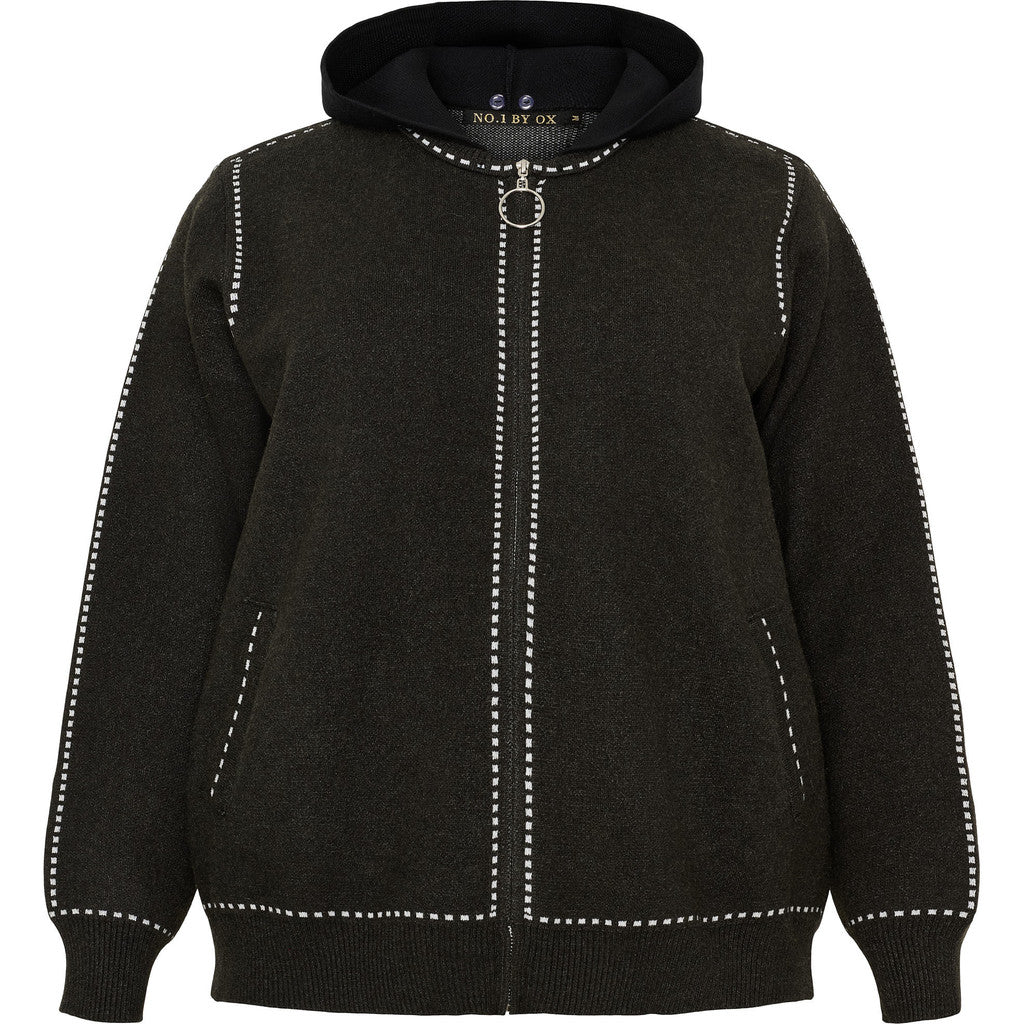 Cardigan w zip & hood dark grey melange - Evolve Fashion