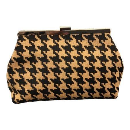 Clutch imi fur dogtooth camel/black - Evolve Fashion