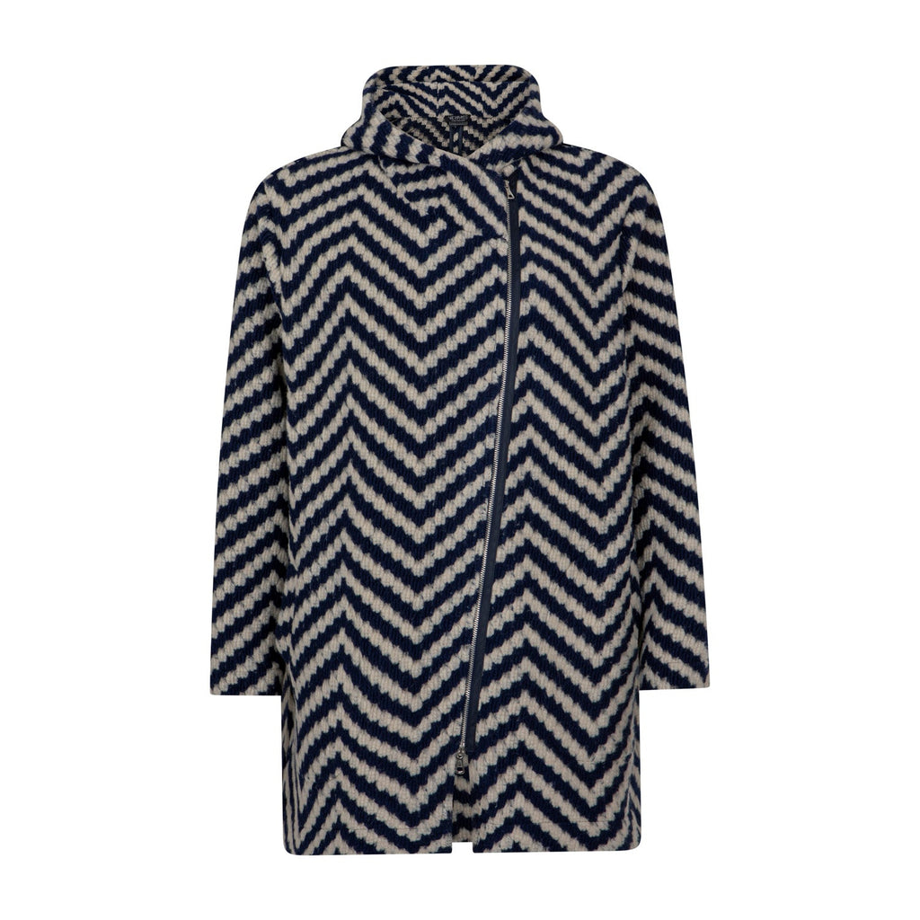 Coat w hood navy/off white - Evolve Fashion