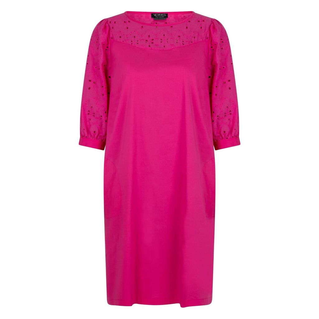 Dress broderie mix fuchsia - Evolve Fashion