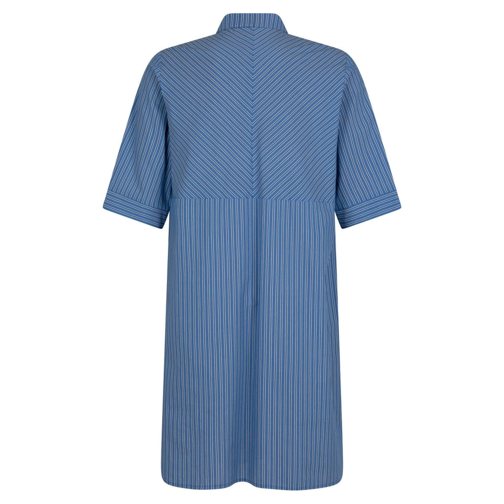 Dress knot stripes cotton stretch lightblue - Evolve Fashion