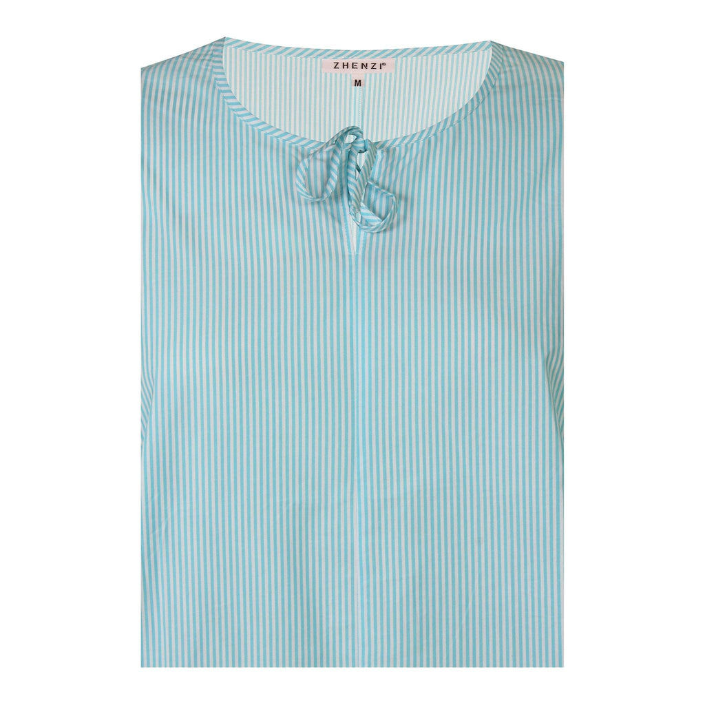 Dress SANDRA cotton stripes turquoise - Evolve Fashion