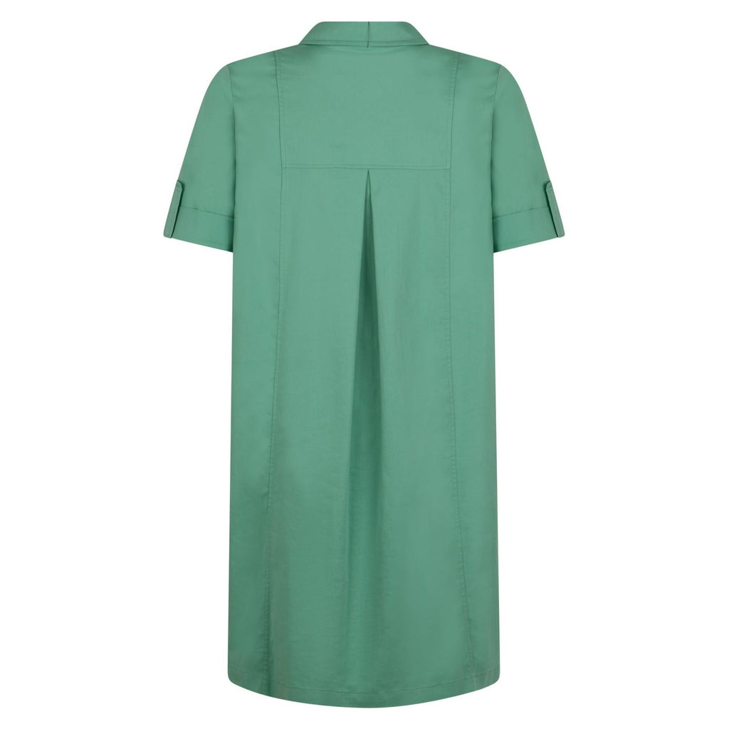 Dress V cotton stretch aloë green - Evolve Fashion