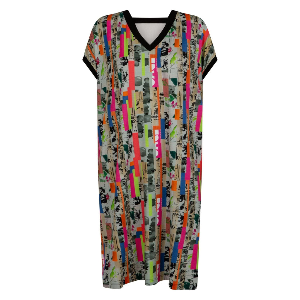 Dress V jersey print multi - Evolve Fashion