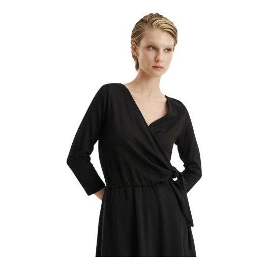 Dress V - neck LS black - Evolve Fashion