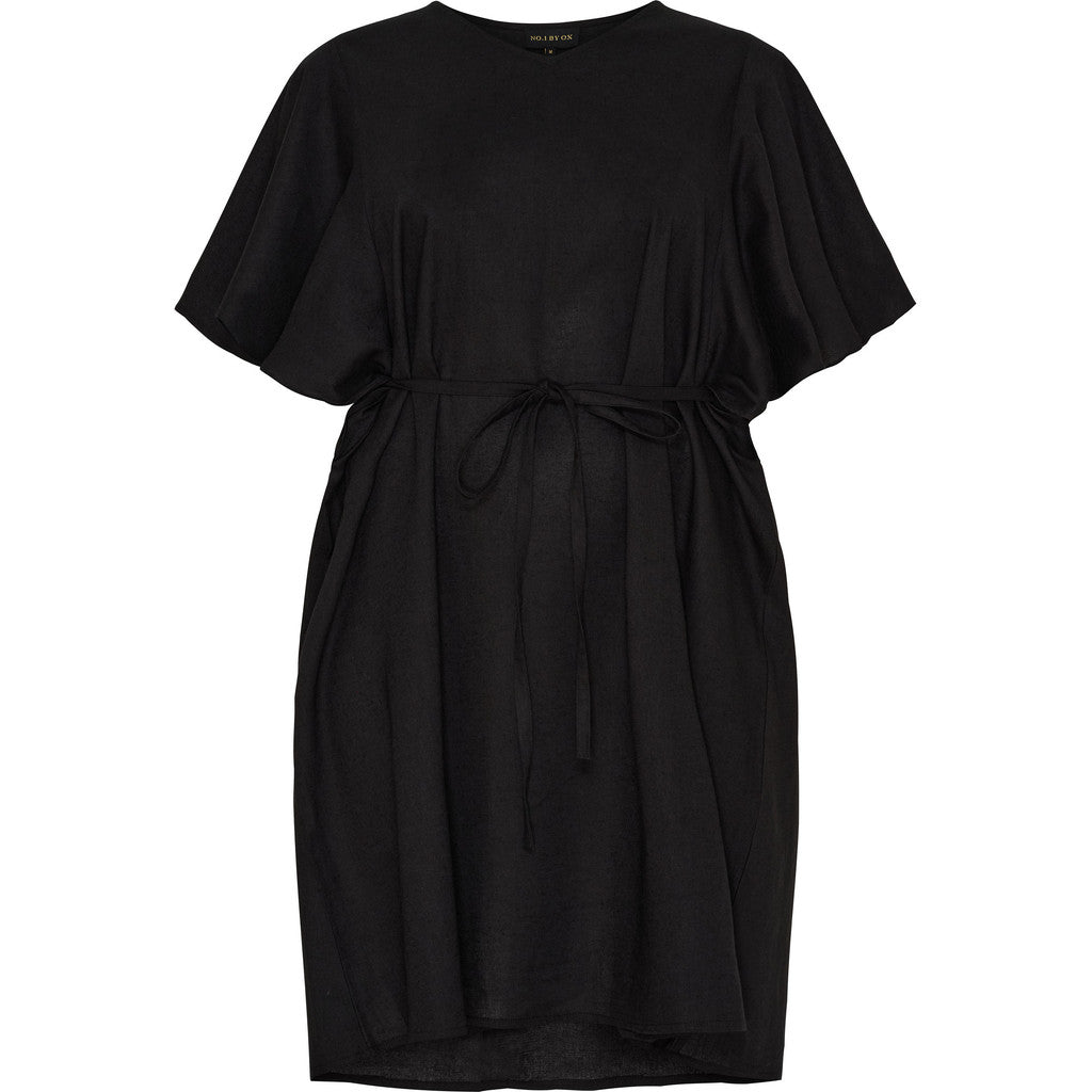 Dress w flair wing sleeves black - Evolve Fashion