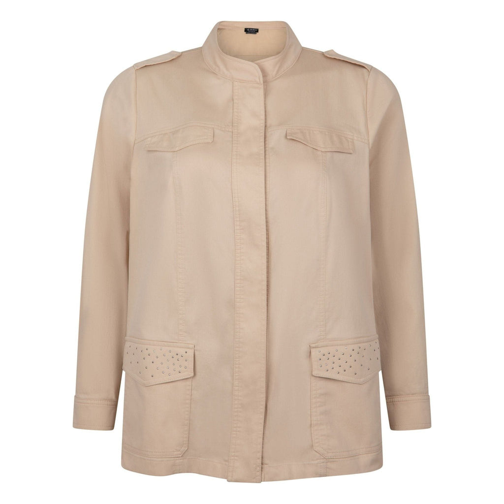 Jacket cargostyle cotton stretch Sand - Evolve Fashion