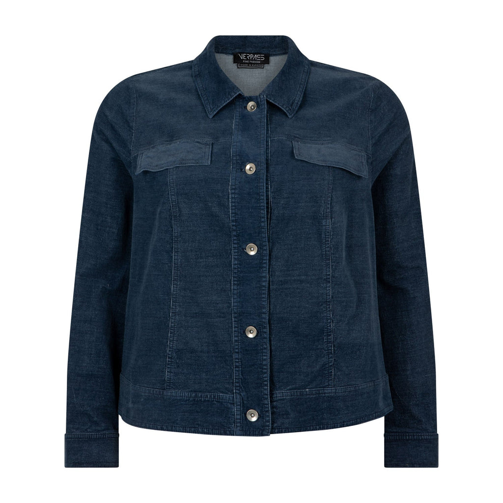 Jacket soft rib denim blue - Evolve Fashion