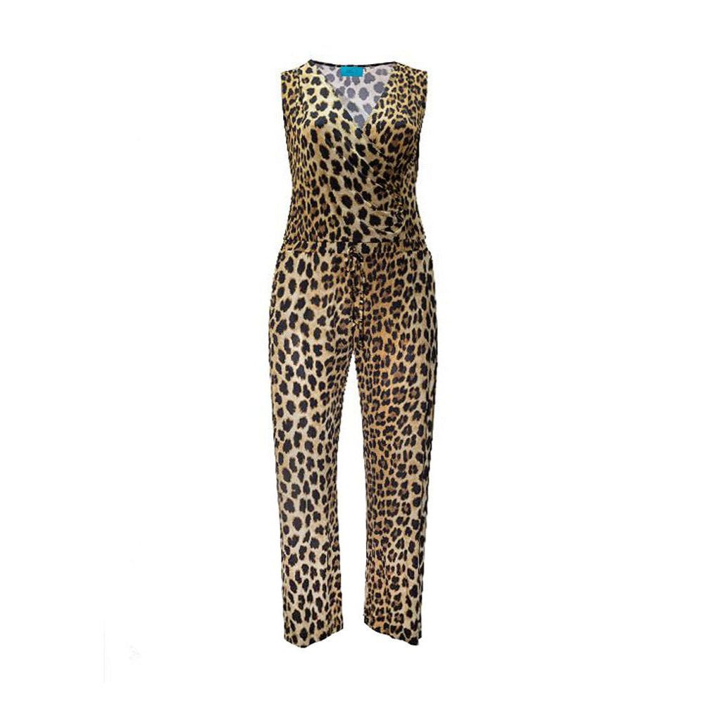 Jumpsuit silk visc Leopard - Evolve Fashion