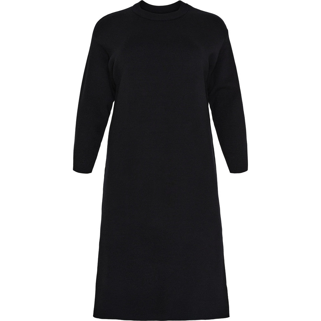 Knit Dress O neck and long sleeves black - Evolve Fashion
