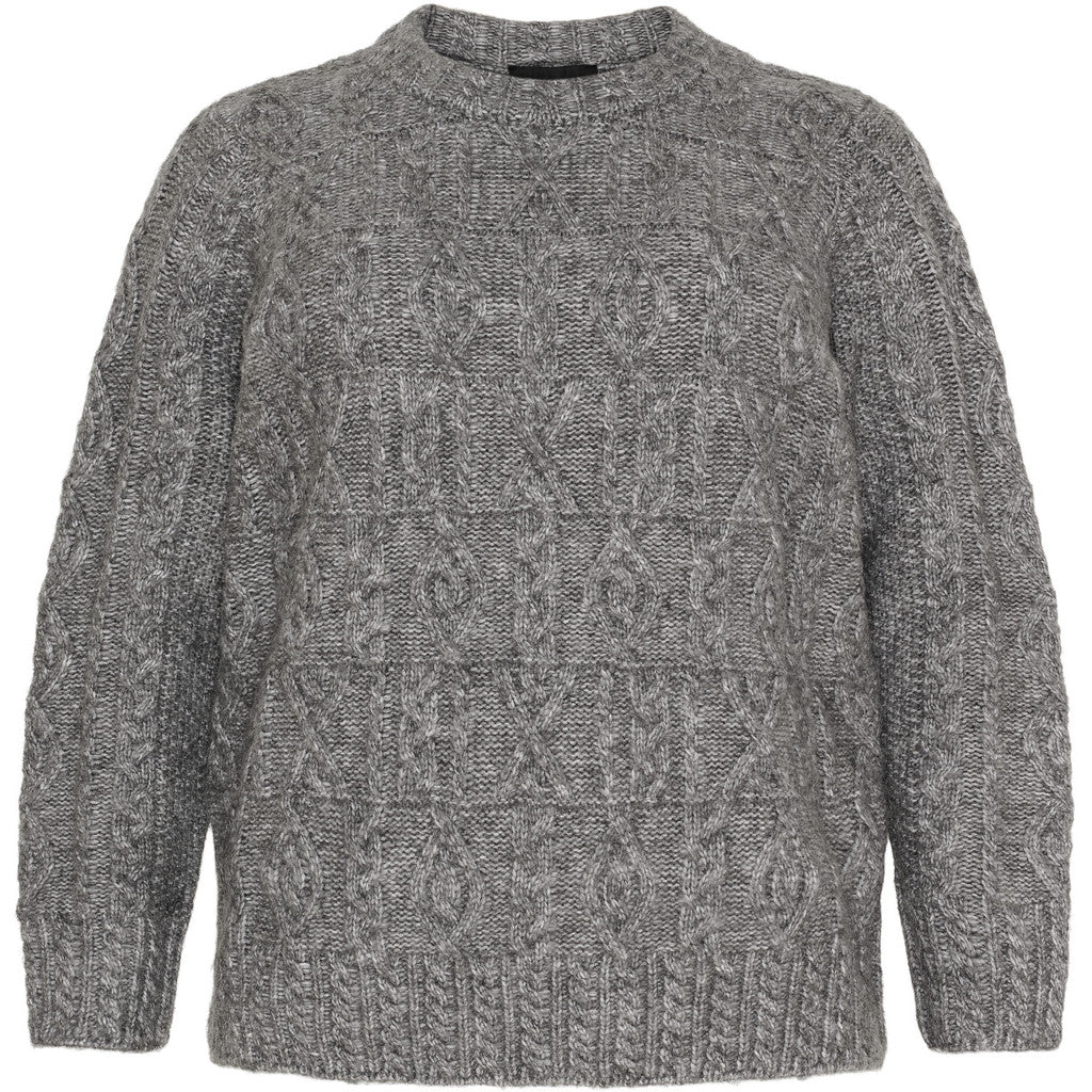 Knitted cable sweater grey pink - Evolve Fashion