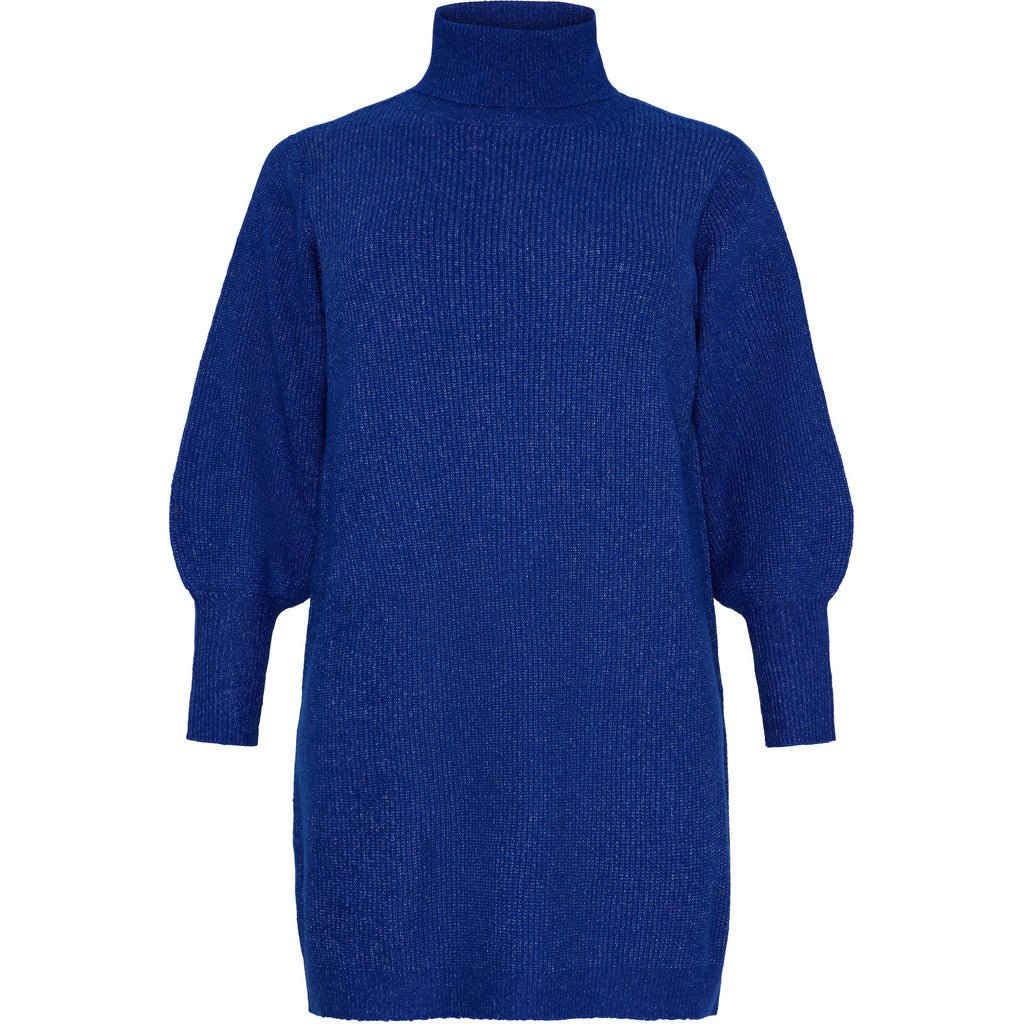 Knitted Dress LS Ballon and rollneck Cobalt - Evolve Fashion