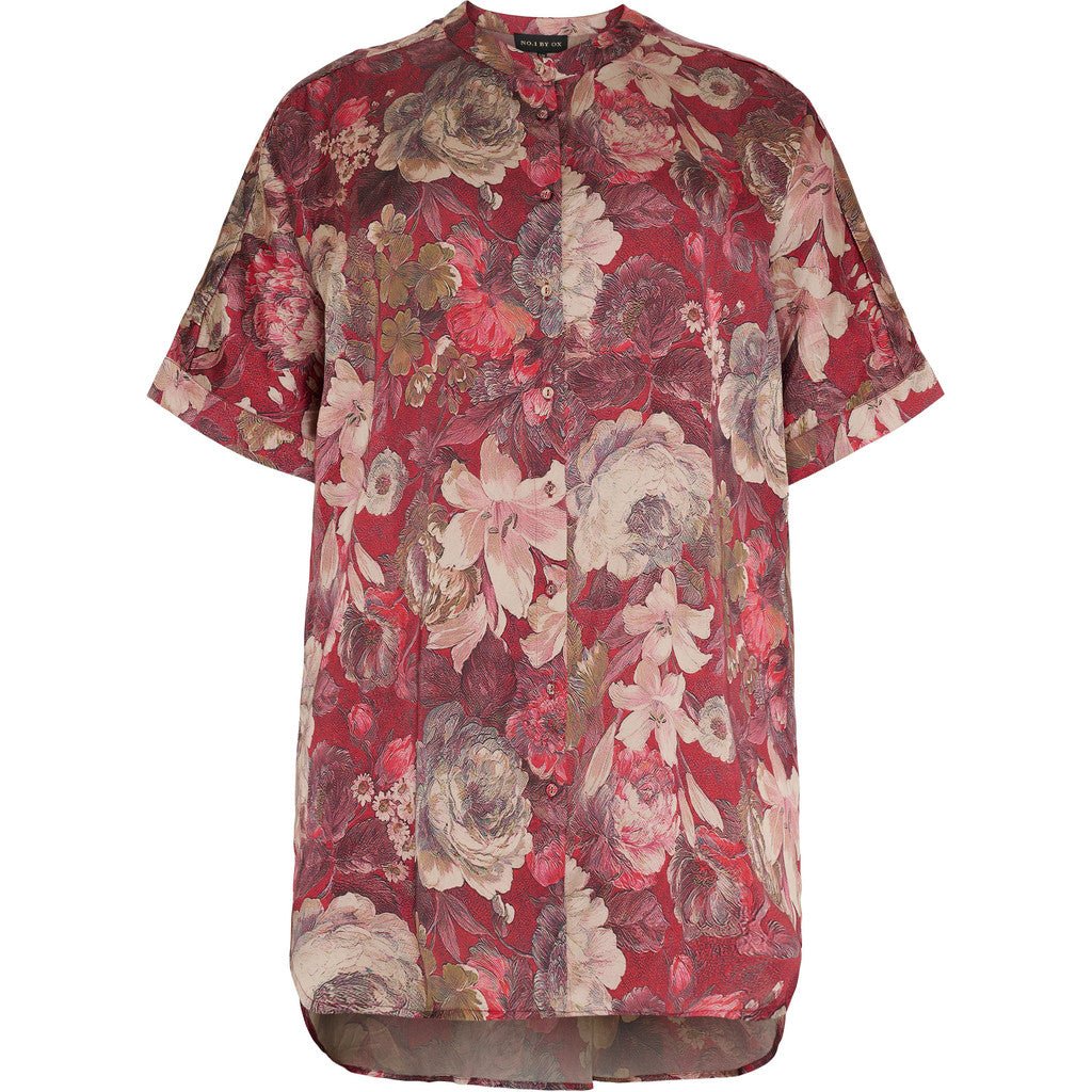 Long boxy blouse dark Pompeian red - Evolve Fashion