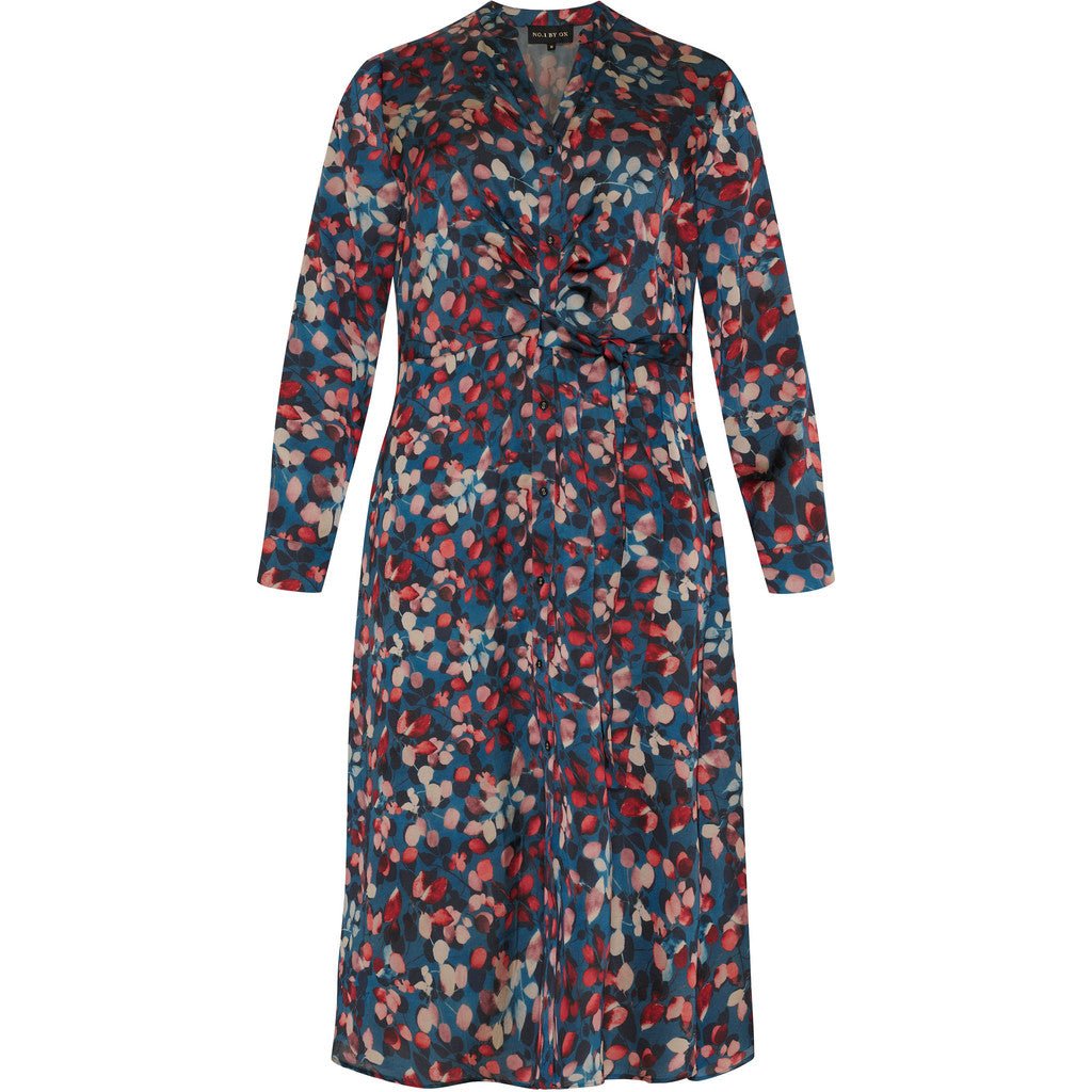 Long Dress w long sleeves blue w flowers - Evolve Fashion