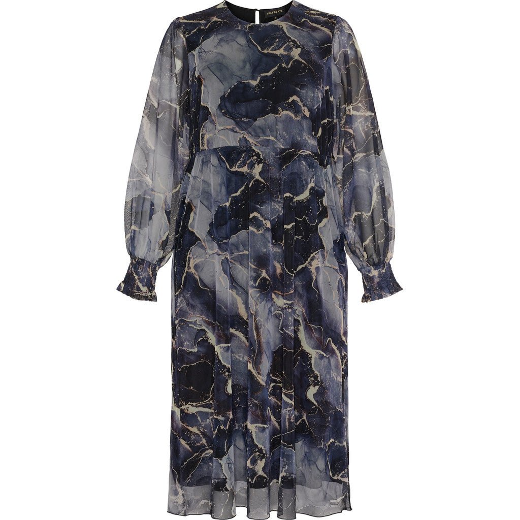 Long Mesh Dress w lining graphic print - Evolve Fashion
