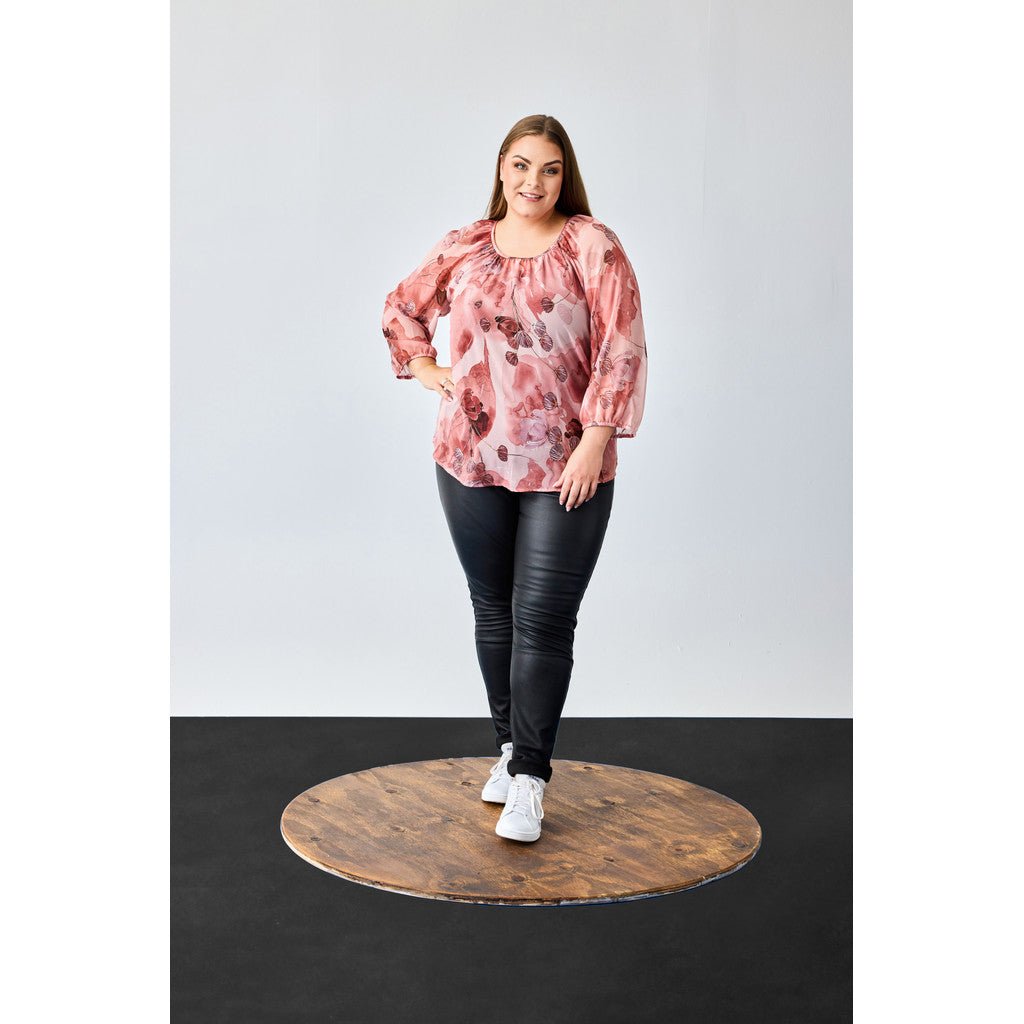Long Shirt 1/2 sleeves Pink w gold foil (Copy) - Evolve Fashion